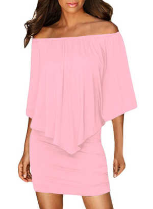 Multiple Dressing Layered Pink Mini Poncho Dress f6932