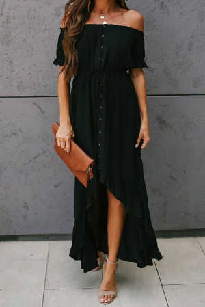 Black Glaze High Low Off The Shoulder Maxi Dress 16c13