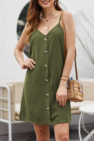 Green Buttoned Slip Dress 1f474