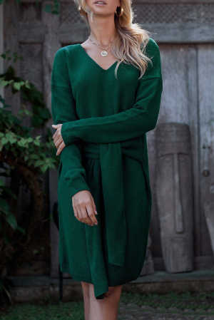 Green Dont Let Me Go Tie Sweater Dress 563f8