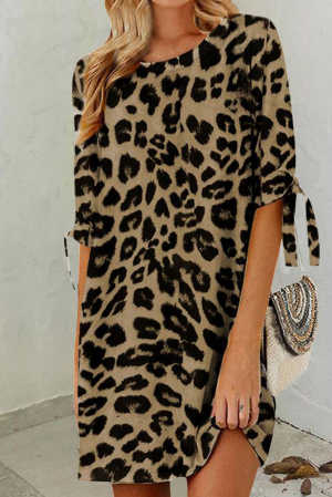 Khaki Leopard Shift Mini Dress 1ac9d