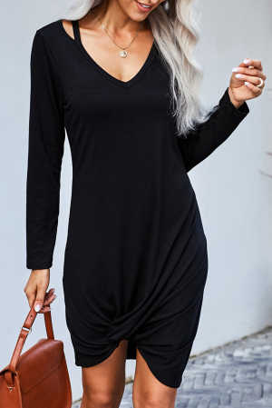 Black Jersey Twist T-shirt Dress 4626f