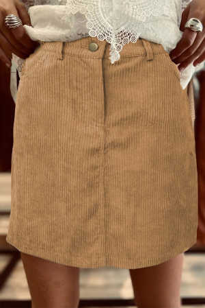 High Waist Corduroy Mini Skirt with Pockets 7b977