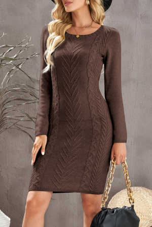 Coffee Womens Hand Knitted Sweater Dress 3f087