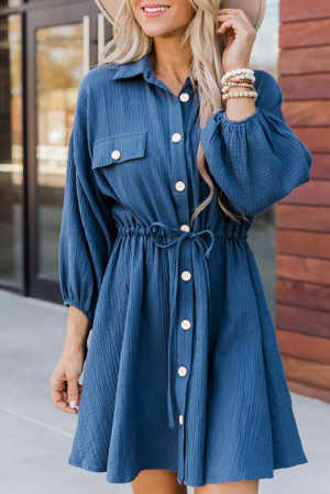 Blue Tunic Shirt Dress d3961