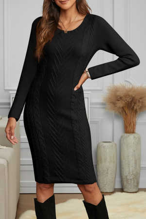 Black Womens Hand Knitted Sweater Dress b8e5b