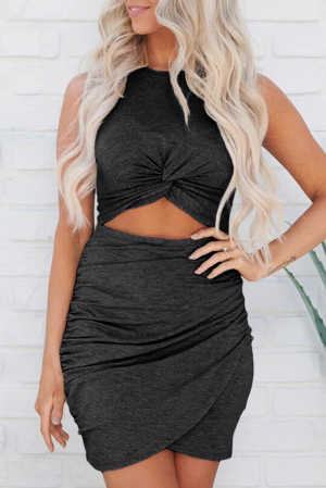 Black Twist Knot Front Cutout Bodycon Dress e6cdd