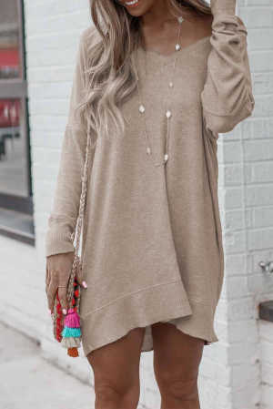 Taupe Long Sleeve Sweater Dress be47d