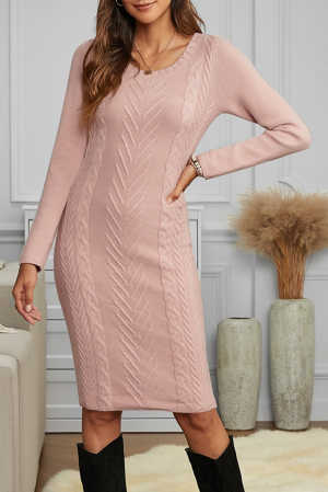 Pink Womens Hand Knitted Sweater Dress d3d97