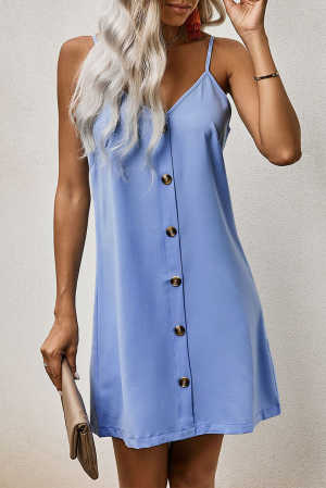 Sky Blue Buttoned Slip Dress 5d0a3