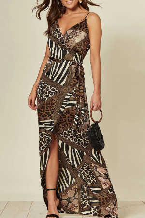 Leopard Wrap Maxi Dress With Slit c5f3d